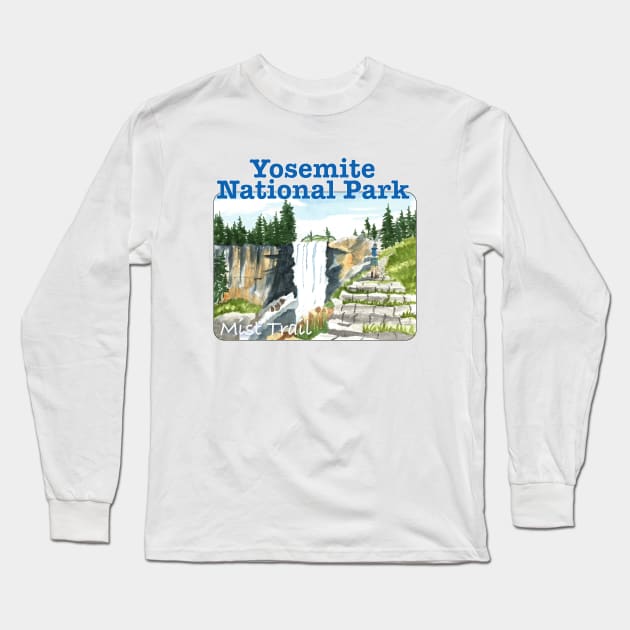 The Mist Trail, Yosemite National Park Long Sleeve T-Shirt by MMcBuck